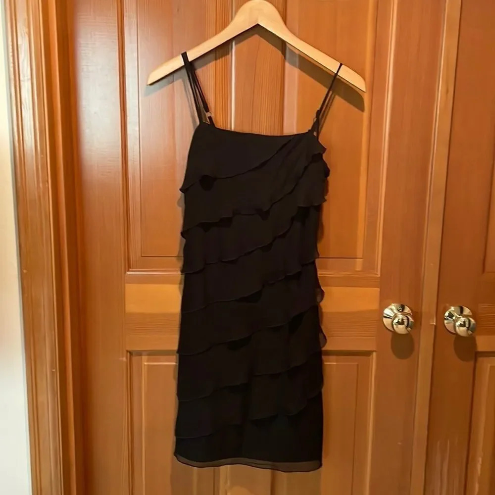 White house black market black ruffled strap dress - Picture 2 of 8